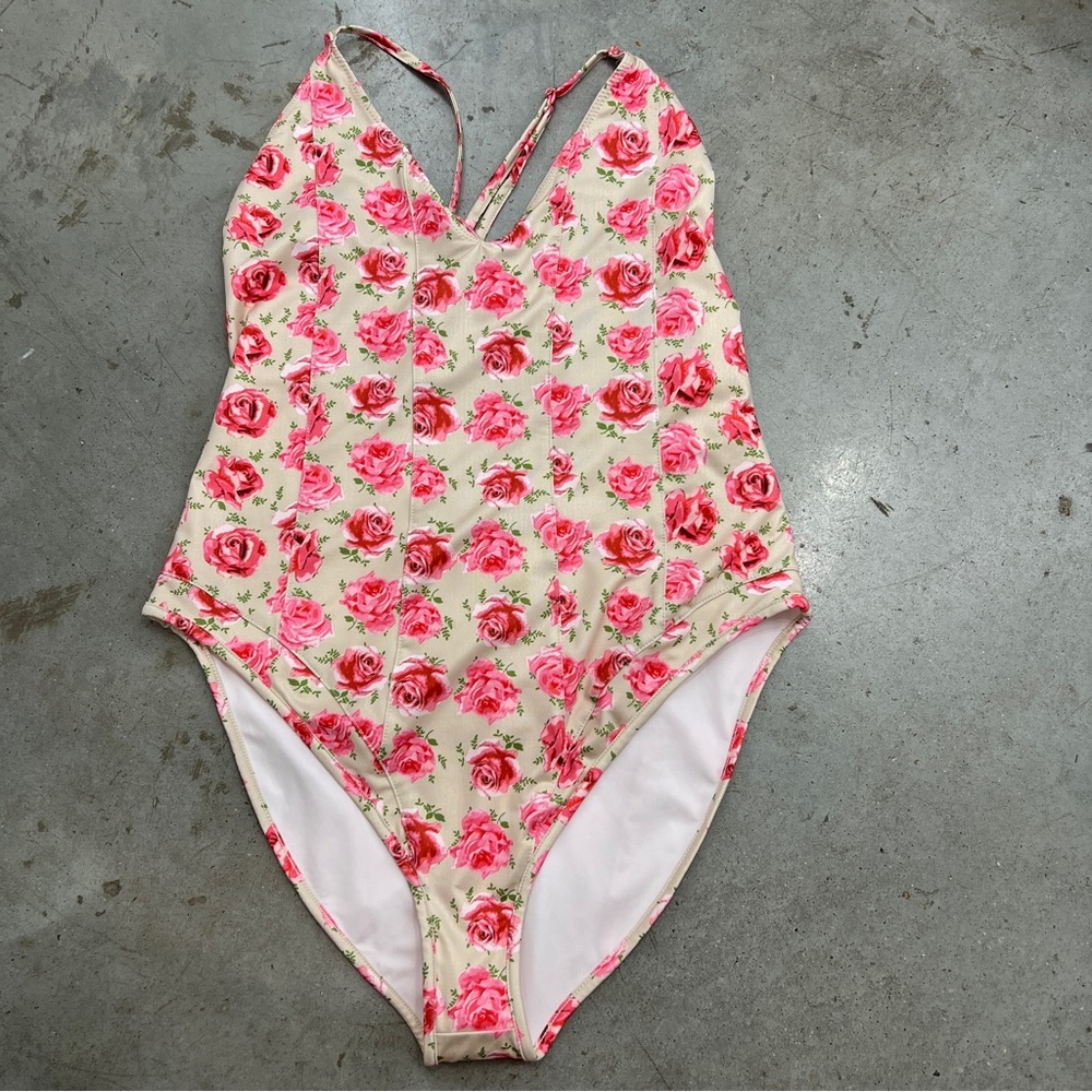 LoveShack Fancy Shailee One Piece Floral Cherry